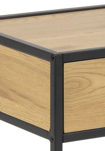 ACT NORDIC Seaford natbord - natur/sort papir vildeg/metal, m. 1 skuffe og 1 hylde