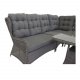 VENTURE DESIGN Washington Flexi hjrne havesofa med gr hynder og glasbord - gr aluminium