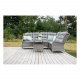 VENTURE DESIGN Washington Flexi hjrne havesofa med gr hynder og glasbord - gr aluminium