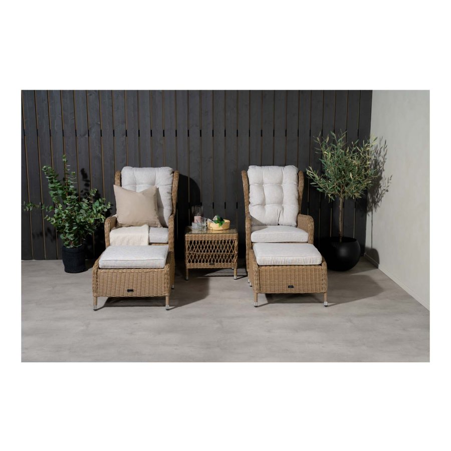 VENTURE DESIGN Washington lounge havest m. natur hynder og glasbord - natur rattan