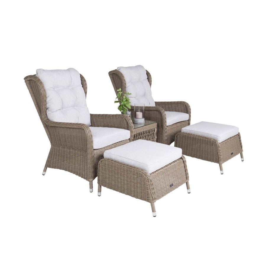 VENTURE DESIGN Washington lounge havest m. natur hynder og glasbord - natur rattan