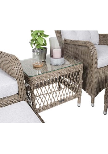 VENTURE DESIGN Washington lounge havest m. natur hynder og glasbord - natur rattan