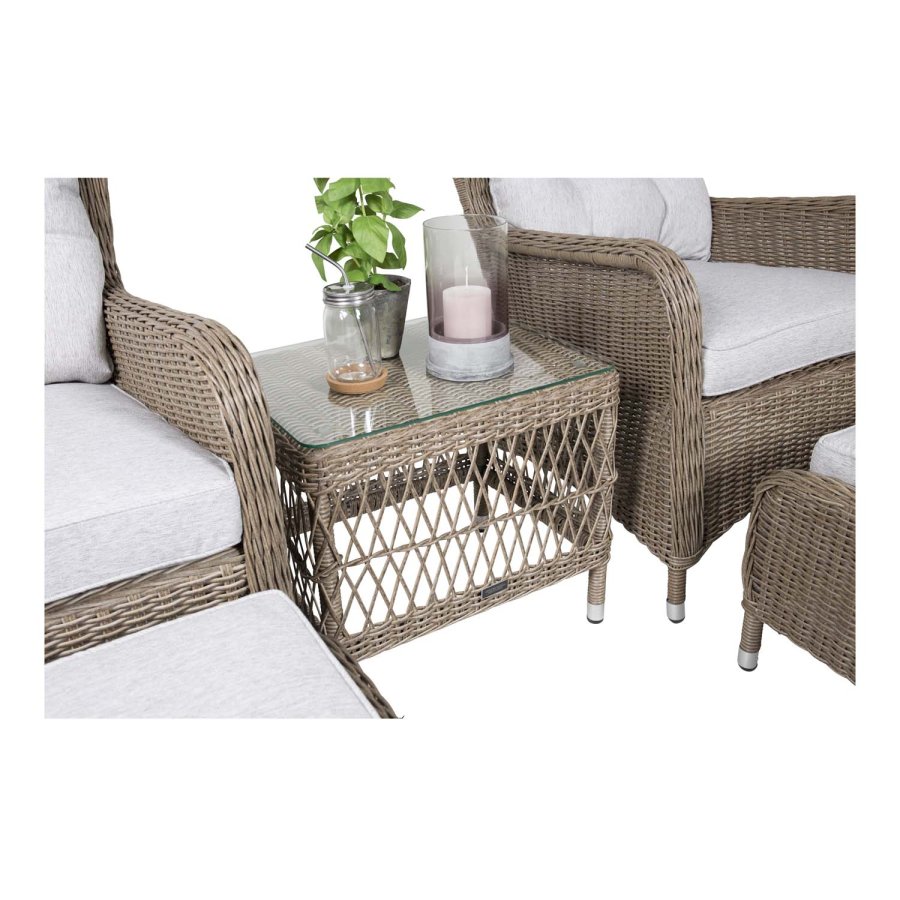 VENTURE DESIGN Washington lounge havest m. natur hynder og glasbord - natur rattan