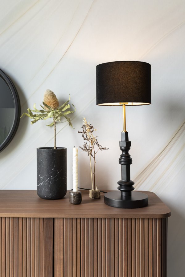 ZUIVER Fajen vase, rund - sort marmor