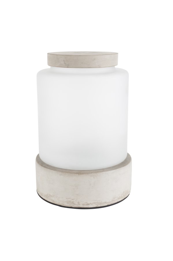 ZUIVER Reina L vase, rund, m. lys, genopladelig - glas og gr beton