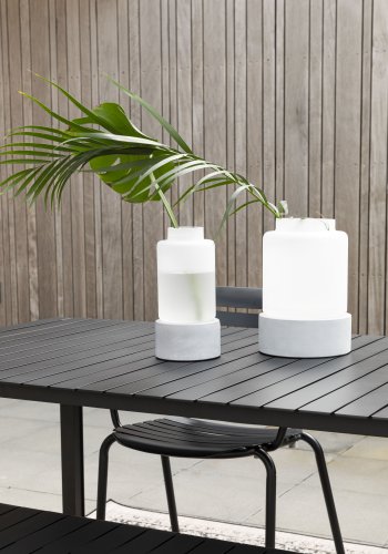 ZUIVER Reina L vase, rund, m. lys, genopladelig - glas og gr beton