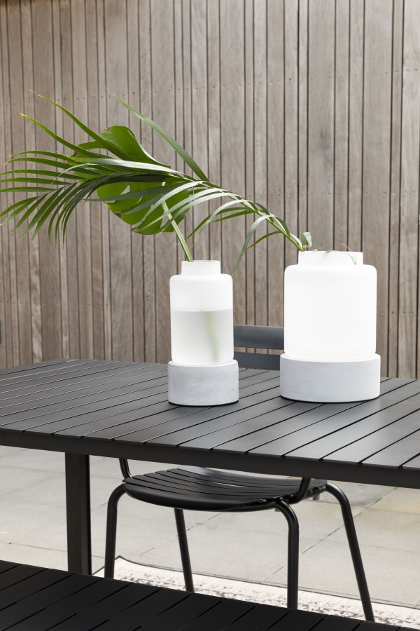 ZUIVER Reina L vase, rund, m. lys, genopladelig - glas og gr beton