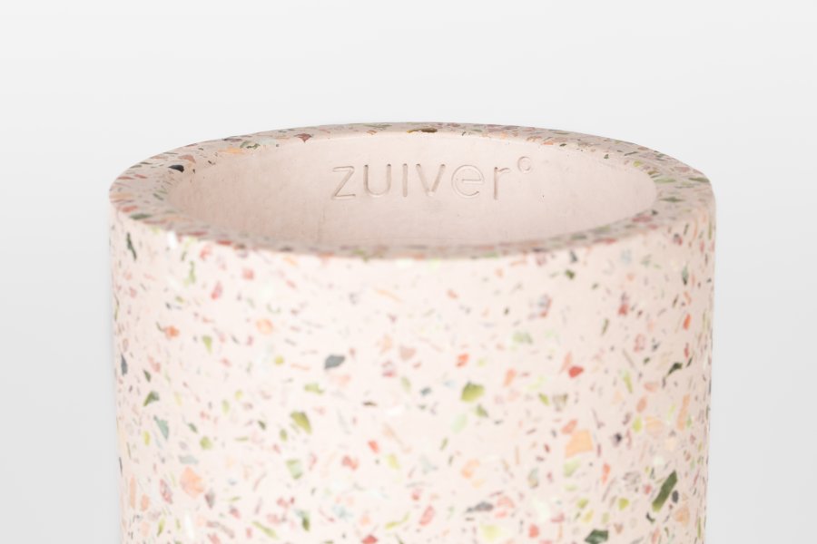ZUIVER Fajen vase, rund - lyserd terrazzo