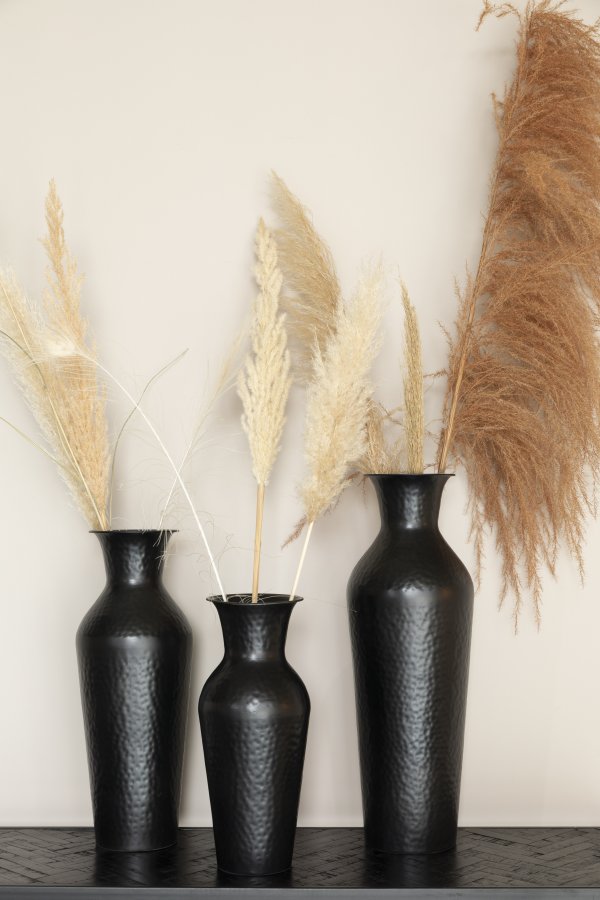 WHITE LABEL LIVING Dunja M vase, rund - antik sort stl (H:49)