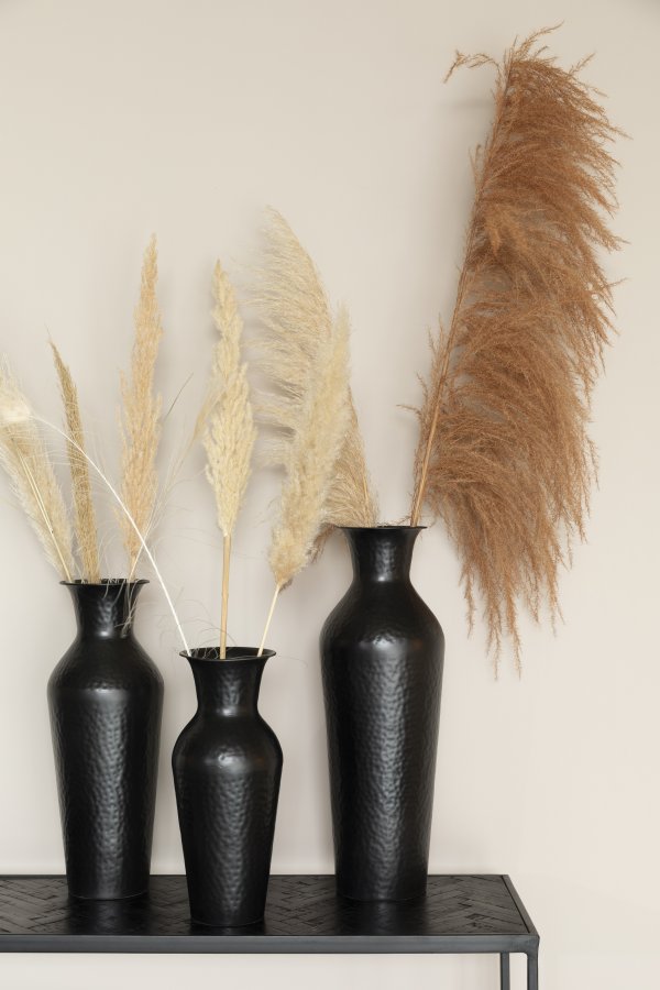 WHITE LABEL LIVING Dunja M vase, rund - antik sort stl (H:49)