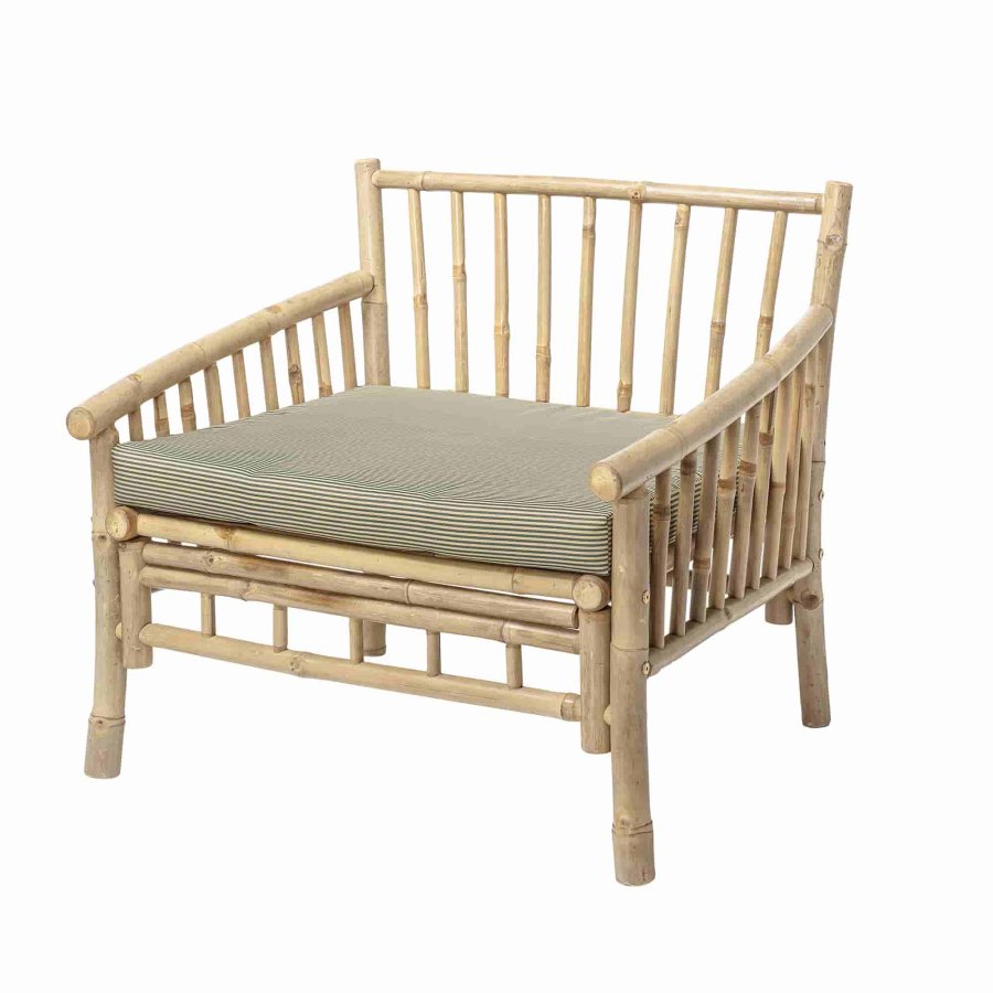 BLOOMINGVILLE Sole loungestol - natur polyester/bambustr, m. armln, inkl. hynde