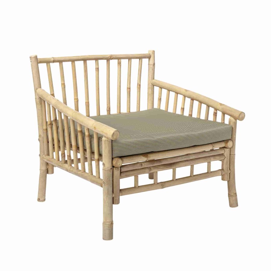 BLOOMINGVILLE Sole loungestol - natur polyester/bambustr, m. armln, inkl. hynde