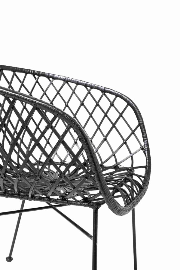 BLOOMINGVILLE loungestol - sort rattan/metal, m. armln 