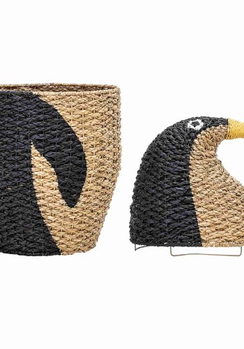 BLOOMINGVILLE MINI kurv - sort/natur Bankuan grs, m. lg (H 69)