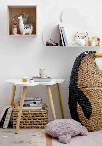 BLOOMINGVILLE MINI kurv - sort/natur Bankuan grs, m. lg (H 69)