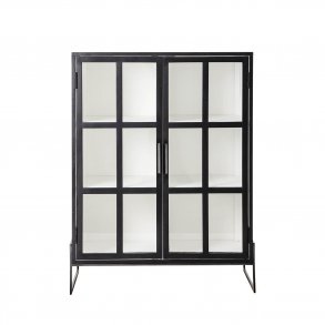 BLOOMINGVILLE Opal skab m. 2 glaslger og 4 hylder - sort egetr og metal 