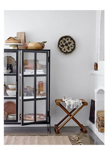 BLOOMINGVILLE Opal skab m. 2 glaslger og 4 hylder - sort egetr og metal 