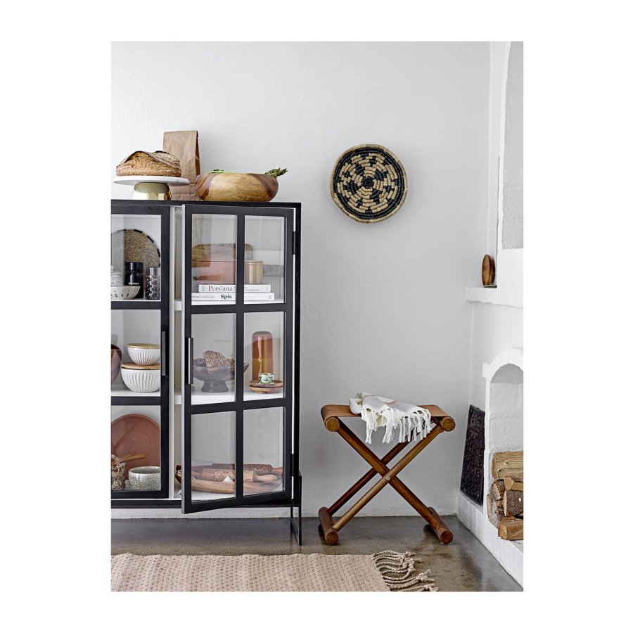 BLOOMINGVILLE Opal skab m. 2 glaslger og 4 hylder - sort egetr og metal 