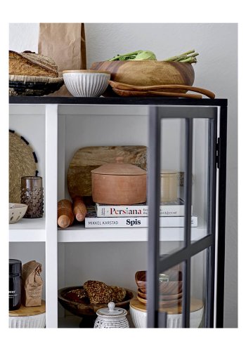 BLOOMINGVILLE Opal skab m. 2 glaslger og 4 hylder - sort egetr og metal 