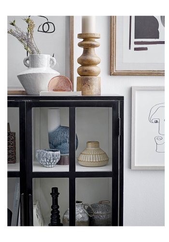 BLOOMINGVILLE Opal skab m. 2 glaslger og 4 hylder - sort egetr og metal 