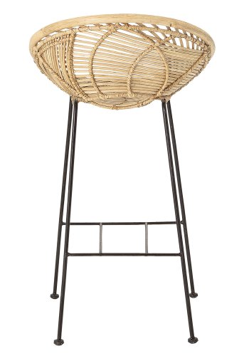 BLOOMINGVILLE Yonne barstol, m. rygln - natur rattan og jern