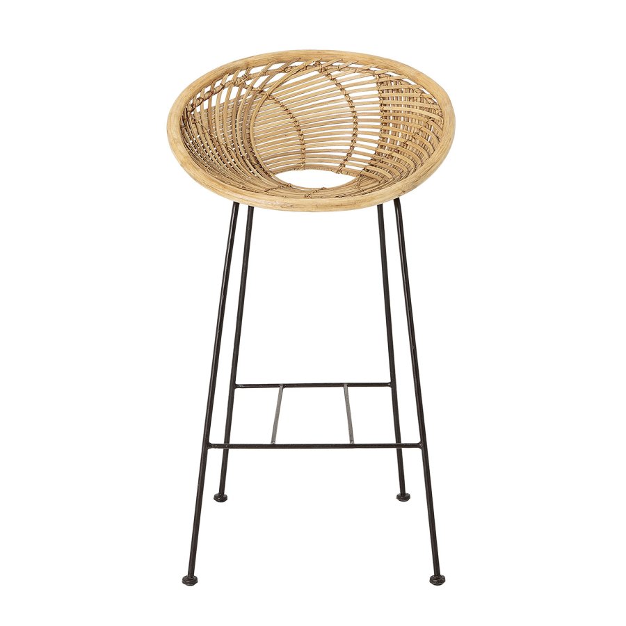 BLOOMINGVILLE Yonne barstol, m. rygln - natur rattan og jern