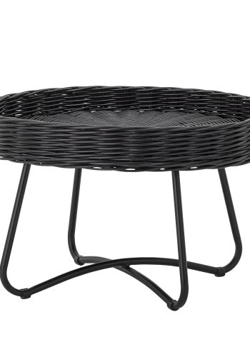 BLOOMINGVILLE rund Hattie sofabord - sort rattan og metal (60)