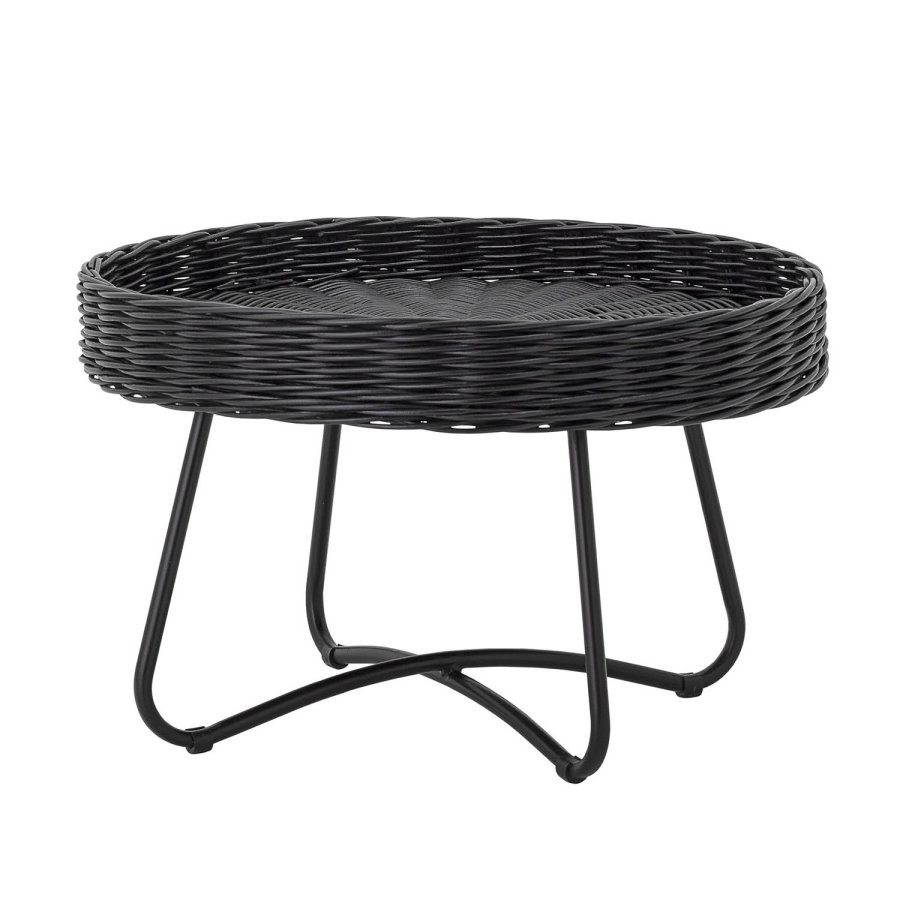 BLOOMINGVILLE rund Hattie sofabord - sort rattan og metal (60)