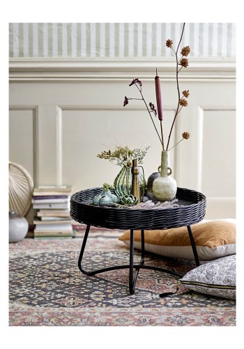 BLOOMINGVILLE rund Hattie sofabord - sort rattan og metal (60)