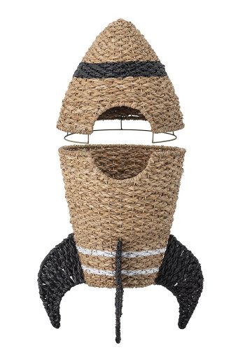 BLOOMINGVILLE MINI kurv, m. lg - natur og sort, rattan og sgrs