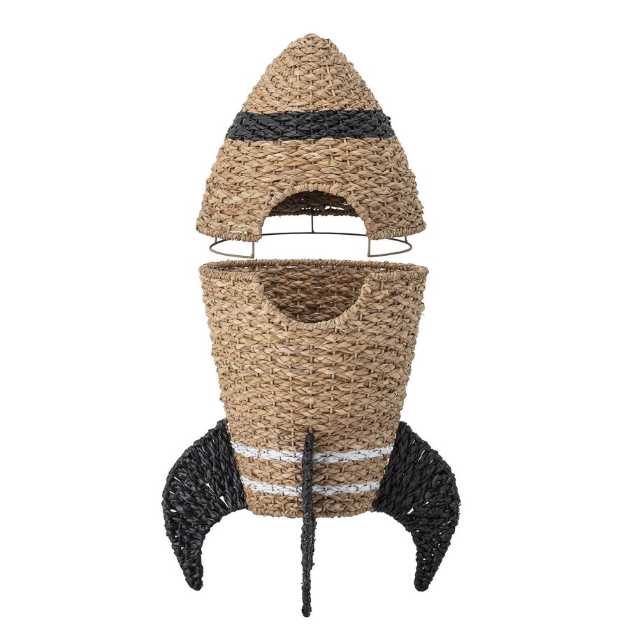 BLOOMINGVILLE MINI kurv, m. lg - natur og sort, rattan og sgrs