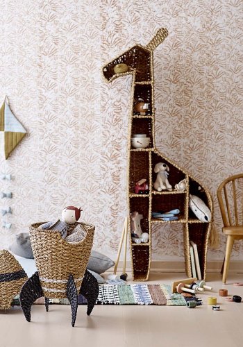 BLOOMINGVILLE MINI kurv, m. lg - natur og sort, rattan og sgrs