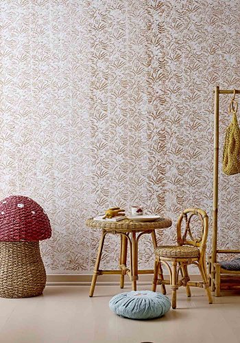 BLOOMINGVILLE MINI kurv, m. lg - natur og rd, rattan og sgrs