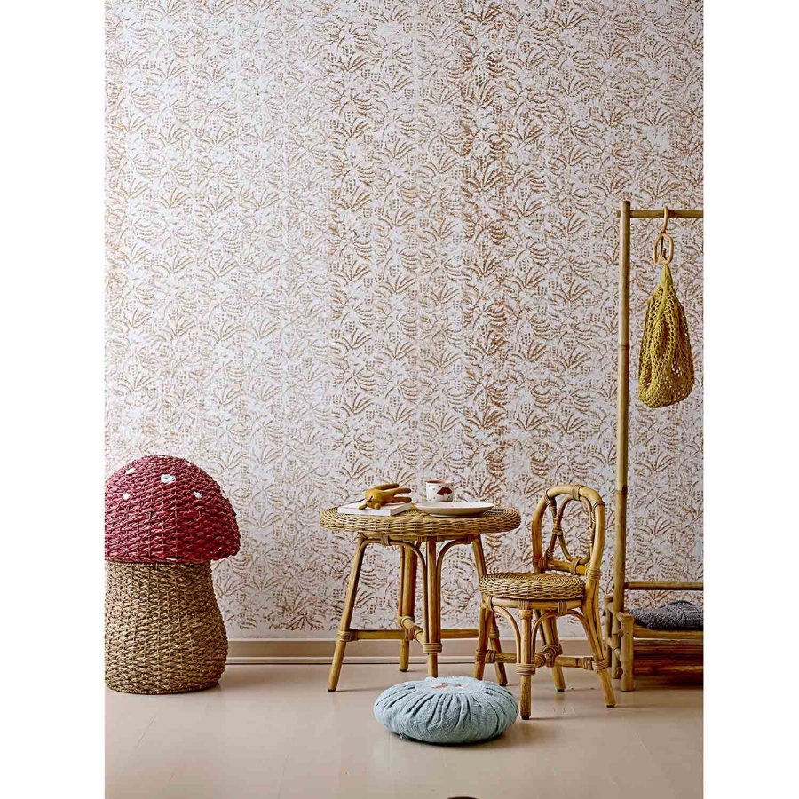 BLOOMINGVILLE MINI kurv, m. lg - natur og rd, rattan og sgrs