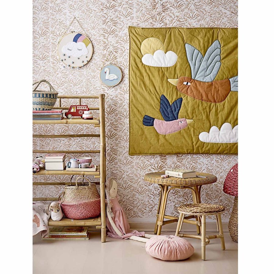 BLOOMINGVILLE MINI kurv, m. lg - natur og rd, rattan og sgrs