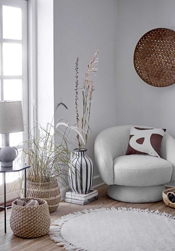 BLOOMINGVILLE kurv - natur sgrs og palmeblad (st af 3)