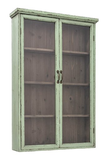 CREATIVE COLLECTION skab, m. 2 lger og 3 hylder - glas og grn fyrretr