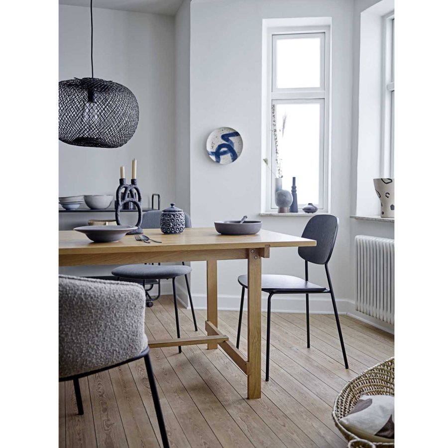 BLOOMINGVILLE Cortone spisebordsstol, m. armln - gr polyester og sort metal