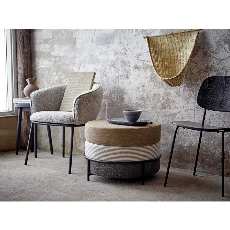 BLOOMINGVILLE Cortone spisebordsstol, m. armln - gr polyester og sort metal