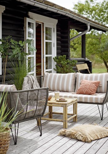 BLOOMINGVILLE Mundo udendrs loungestol, m. hynder - grn polyesterreb og metal