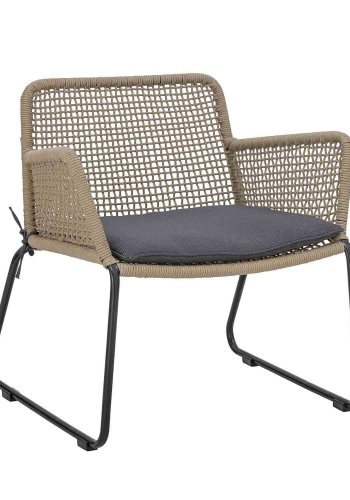 BLOOMINGVILLE Mundo udendrs loungestol, m. gr hynde og armln - sand polyesterreb og sort metal