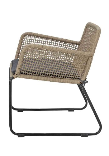 BLOOMINGVILLE Mundo udendrs loungestol, m. gr hynde og armln - sand polyesterreb og sort metal