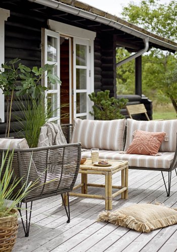 BLOOMINGVILLE Mundo havesofa, m. hynder - grn polyesterreb og sort metal