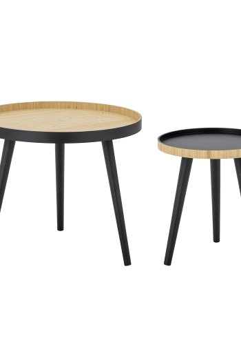 BLOOMINGVILLE Cappuccino sofabord, rund - natur og sort bambus (st af 2)