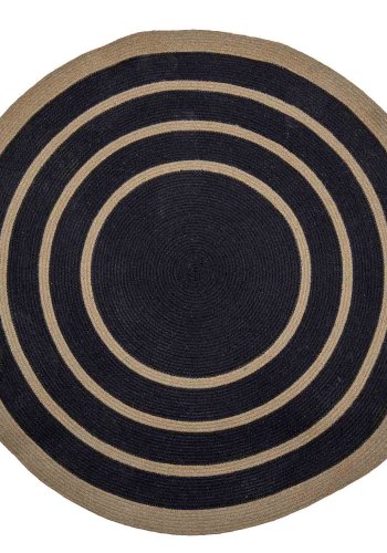 BLOOMINGVILLE Lune gulvtppe, rund - natur/sort sgrs/jute (120)
