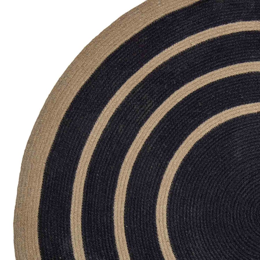 BLOOMINGVILLE Lune gulvtppe, rund - natur/sort sgrs/jute (120)