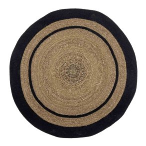 BLOOMINGVILLE Lune gulvtppe, rund - natur/sort sgrs/jute (120)
