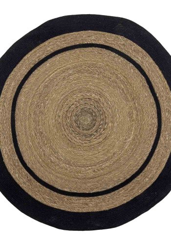 BLOOMINGVILLE Lune gulvtppe, rund - natur/sort sgrs/jute (120)