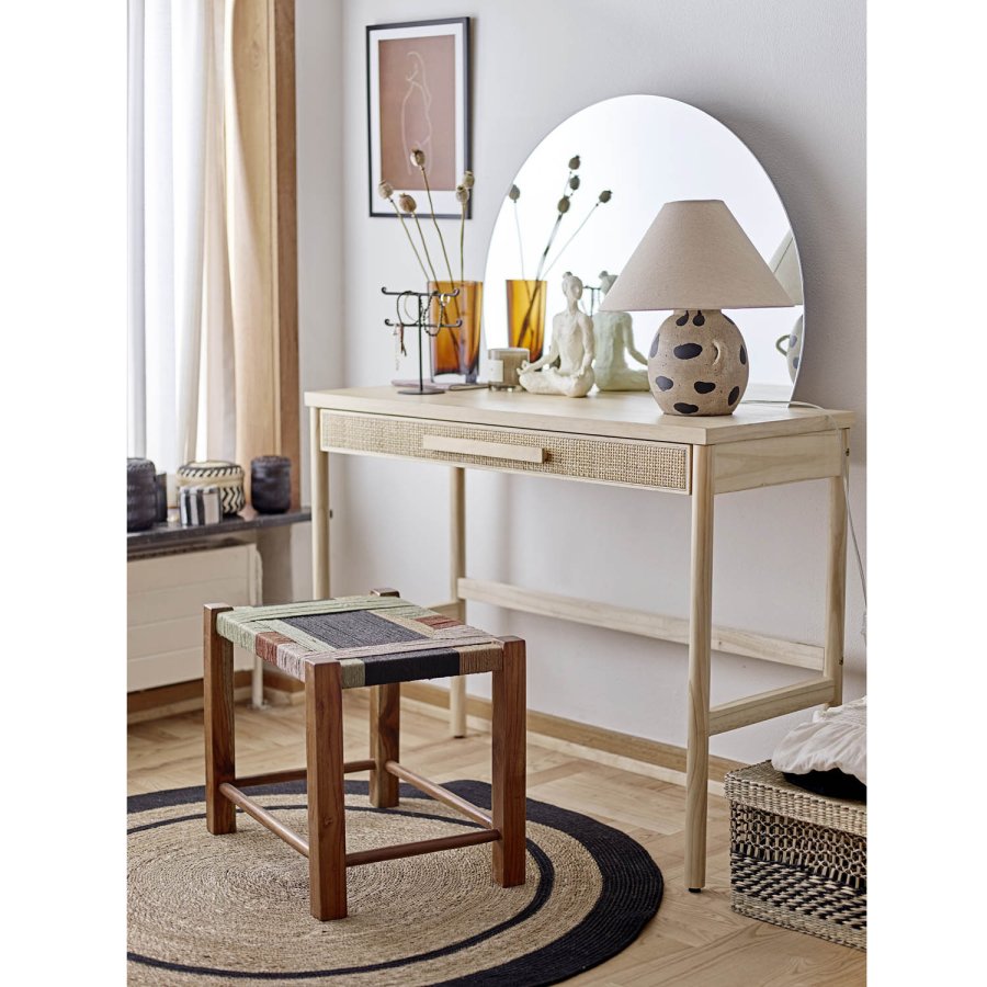 BLOOMINGVILLE Lune gulvtppe, rund - natur/sort sgrs/jute (120)