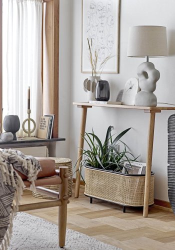 BLOOMINGVILLE Ebbie plantekasse, oval - natur rattan og sukkerrr (70x29(